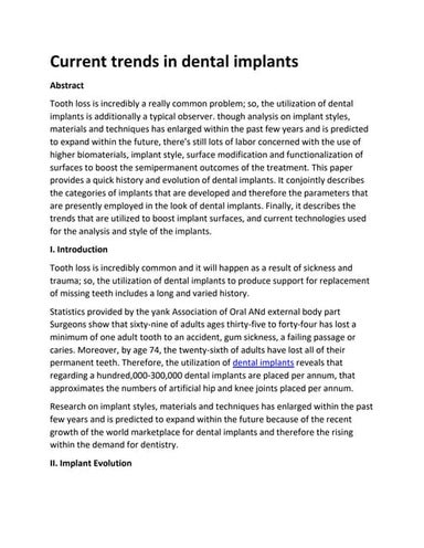 Current trends in dental implants