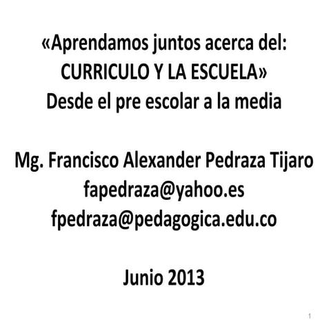 Curricuculo educación escuela