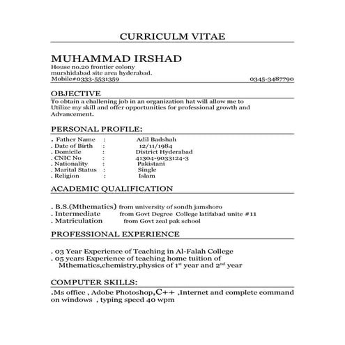 Hamidur Rahaman Babu CV | DOC