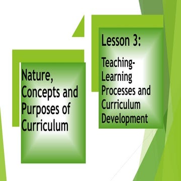 Nature, Concepts and Purposes of Curriculum: Teaching-Learning Processes and ...