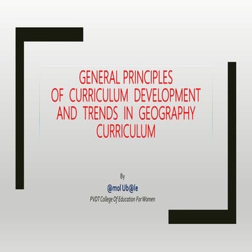  Principles Of Curriculum Development in Geography