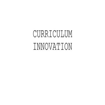 the Curriculum Innovation in the context of education