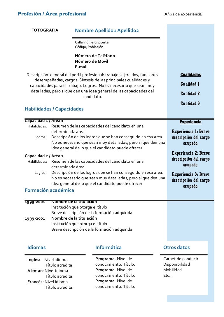 modelo de curriculum vitae modelo curriculum vitae