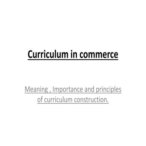 Curriculum in Commerce 