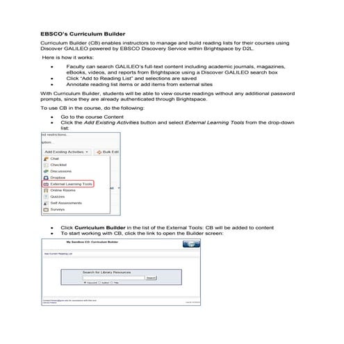 Curriculum Builder Instructions GSW