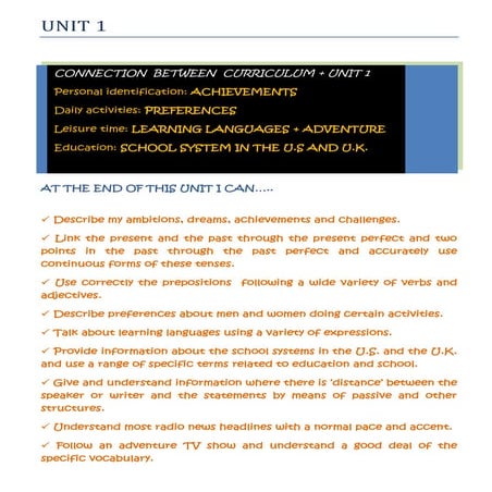 Curriculum connected to units_unit 1