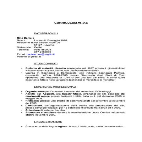 Curriculum Daniele Rina