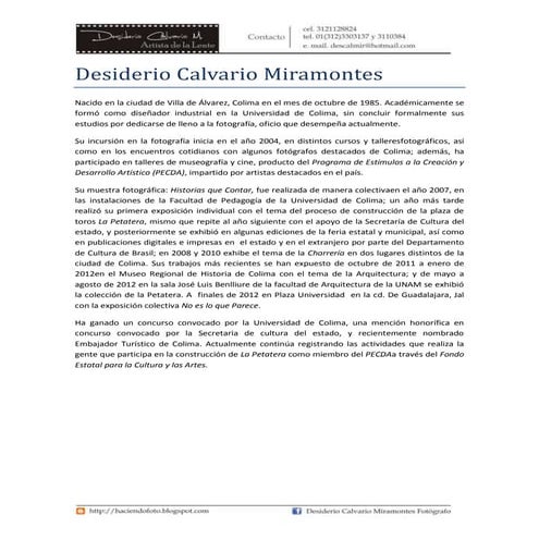 Curriculum Desiderio Calvario