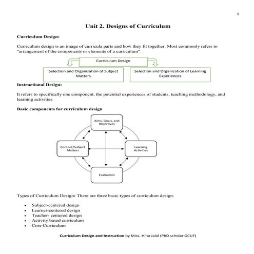 Designs of Curriculum 
