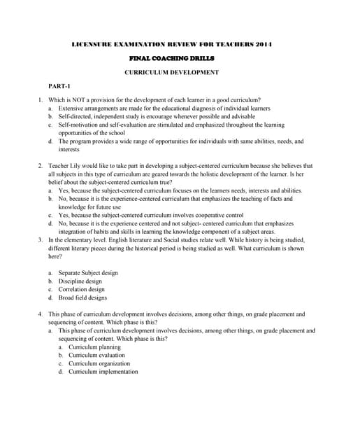 Curriculum development