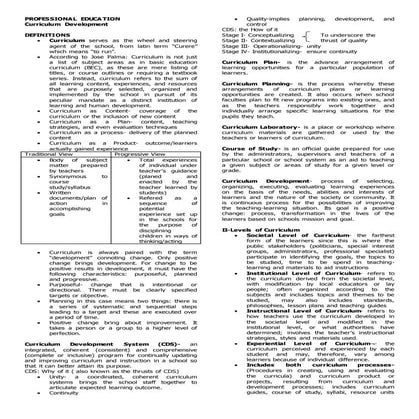 Curriculum development handouts