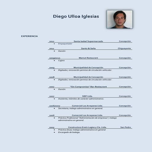 Curriculum Vitae Diego Ulloa Iglesias