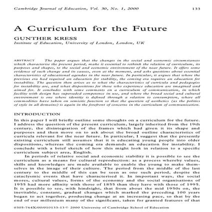 Curriculum for the future kress