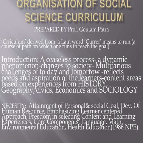Curriculum frame work of social science