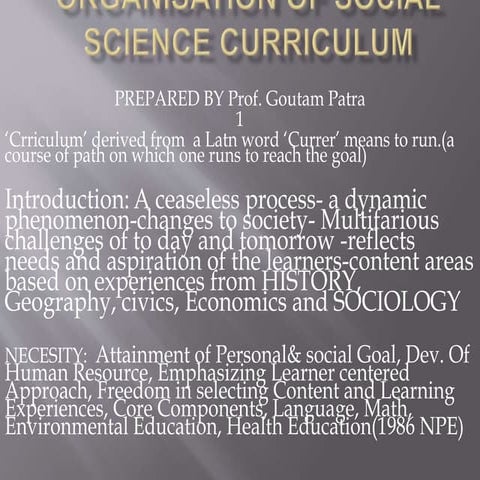 Curriculum frame work of social science