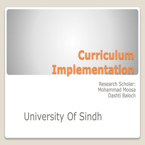Curriculum implementation moosa assignment