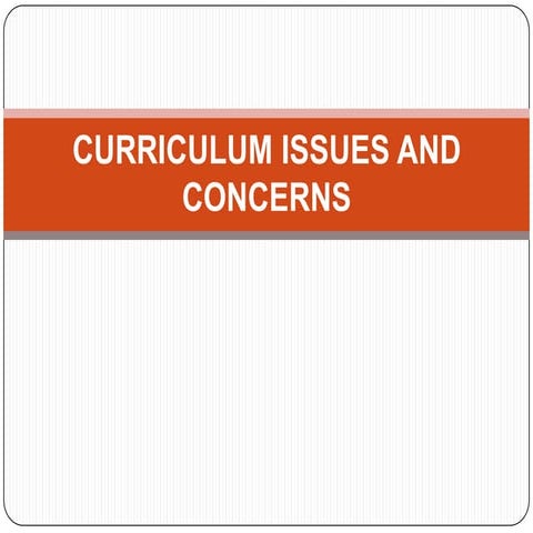 Curriculum issues and concerns