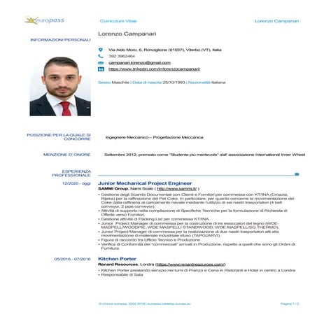 Curriculum lorenzo (europass ita) | PDF