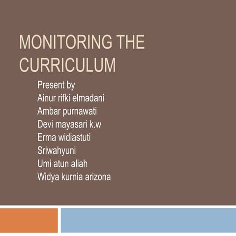 MONITORING THE CURRICULUM
