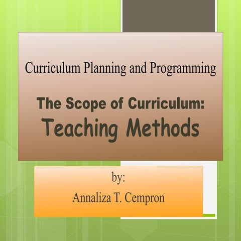 Curriculum planning and programming report (the scope of curriculum-teaching ...