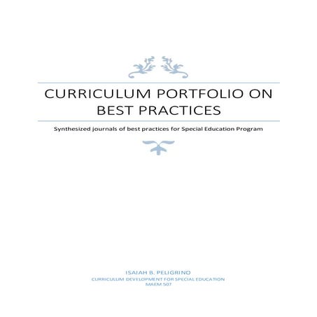 Curriculum portfolio on best practices