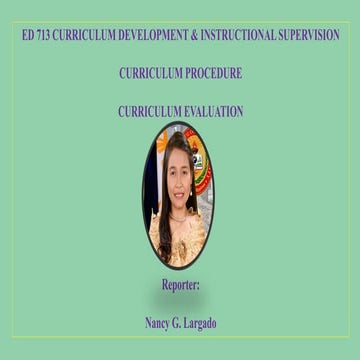 Curriculum procedure and curriculum evaluation
