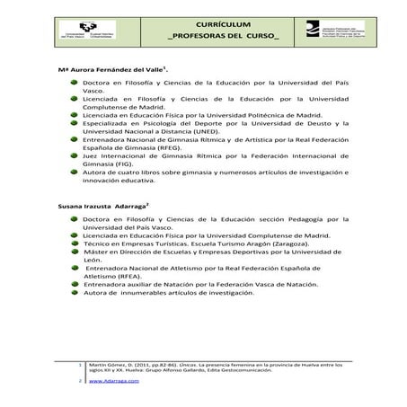 Curriculum Profesoras