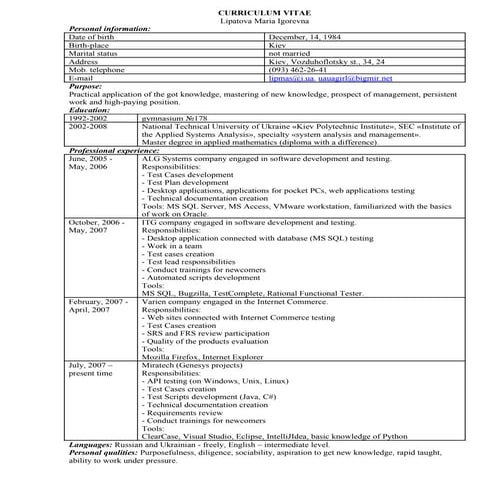 CV CSharp Developer | DOC