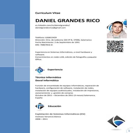 Curriculum vitae Daniel Grandes Rico | PDF