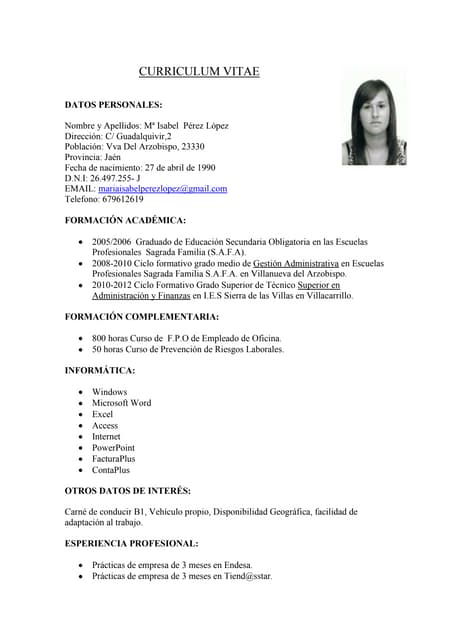 Curriculum vitae .