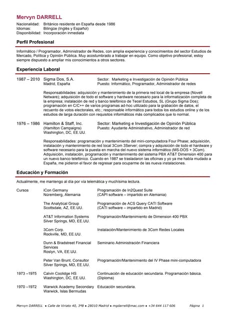 Curriculum Vitae - Español
