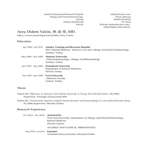 Curriculum vitae   arzu didem yalcin (1)