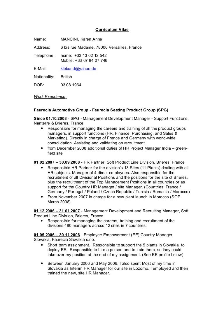 Curriculum Vitae English Version 2009