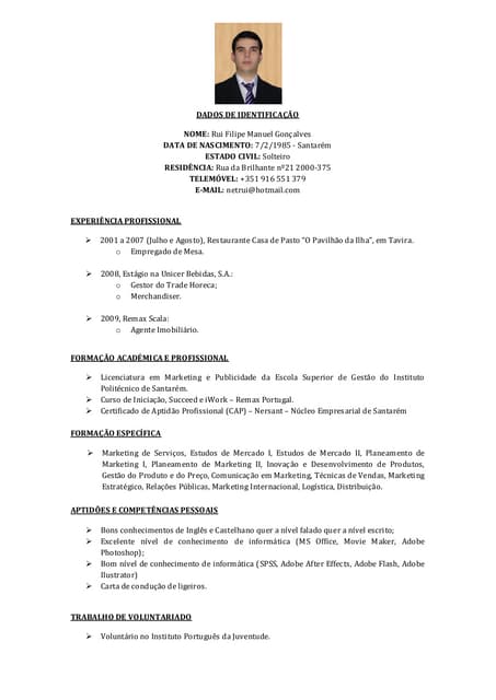 Modelo De Resumen Curricular Sencillo - Curriculumvitae Ruigonalvesnovo 090724112339 Phpapp02 Thumbnail 