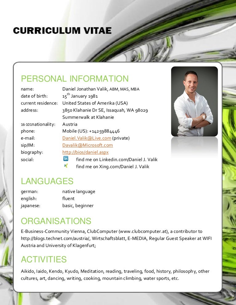 curriculum vitae us