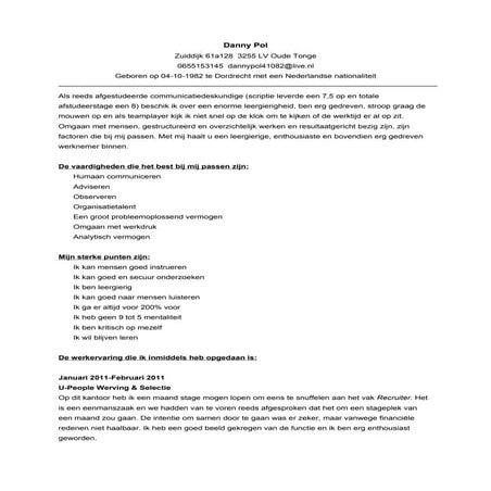 Curriculum Vitae Danny Pol