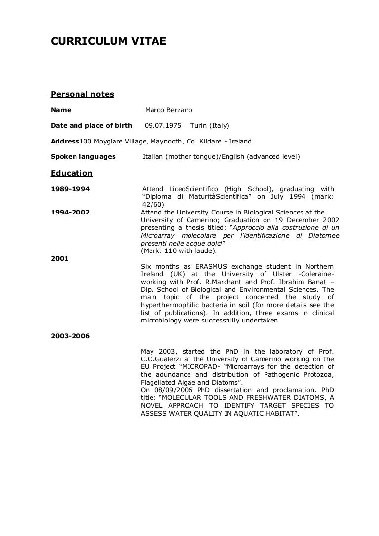 Best curriculum vitae format image