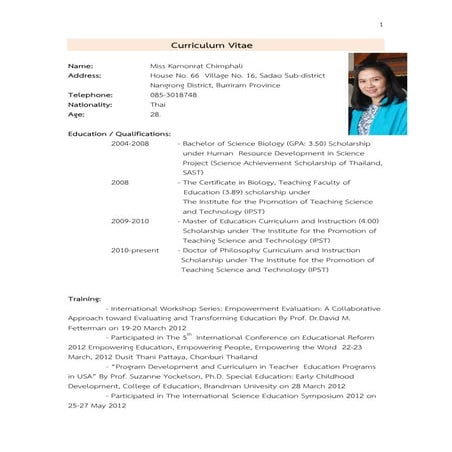 Curriculum vitae kamonrat edit