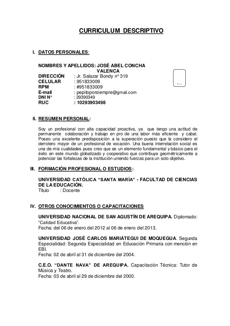 Modelo De Resumen Curricular En - Curriculumvitaemodelo 150712225709 Lva1 App6892 Thumbnail 4 