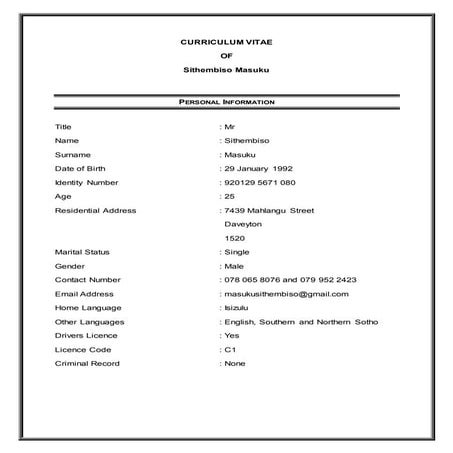 Curriculum vitae s masuku | DOCX