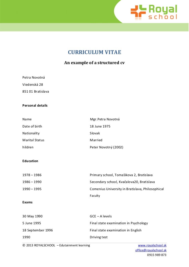 Curriculum vitae structured