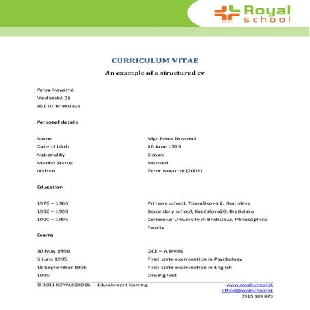 Curriculum vitae narrative | PDF