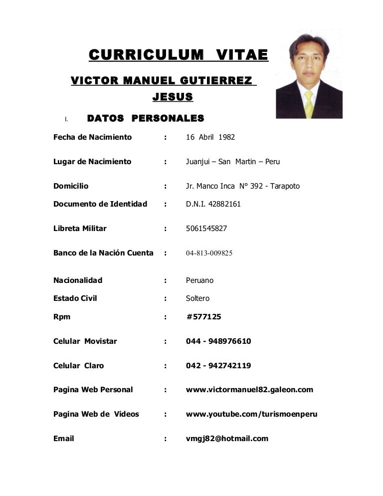 curriculum vitae exemplo
