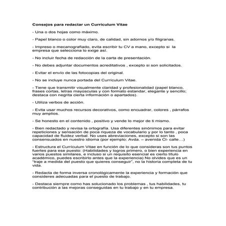 Curriculum y Carta de presentación