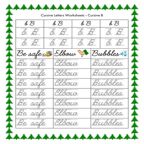 Cursive Letters  Worksheets  Cursive B elafree.com