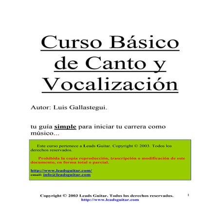 Curso Básico de Canto y Vocalización