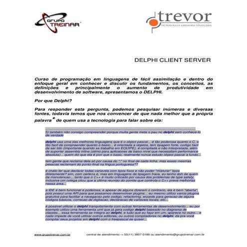 CURSO DELPHI FUND. CLIENT SERVER (DIURNO) 