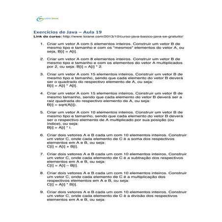 [Curso Java Basico] Exercicios Aula 19