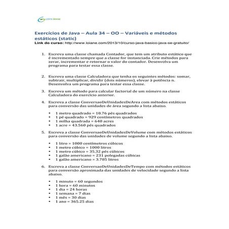 [Curso Java Basico] Exercicios Aula 34