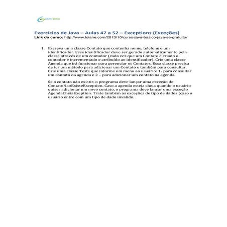 [Curso Java Basico] Exercicios Aulas 47 a 52